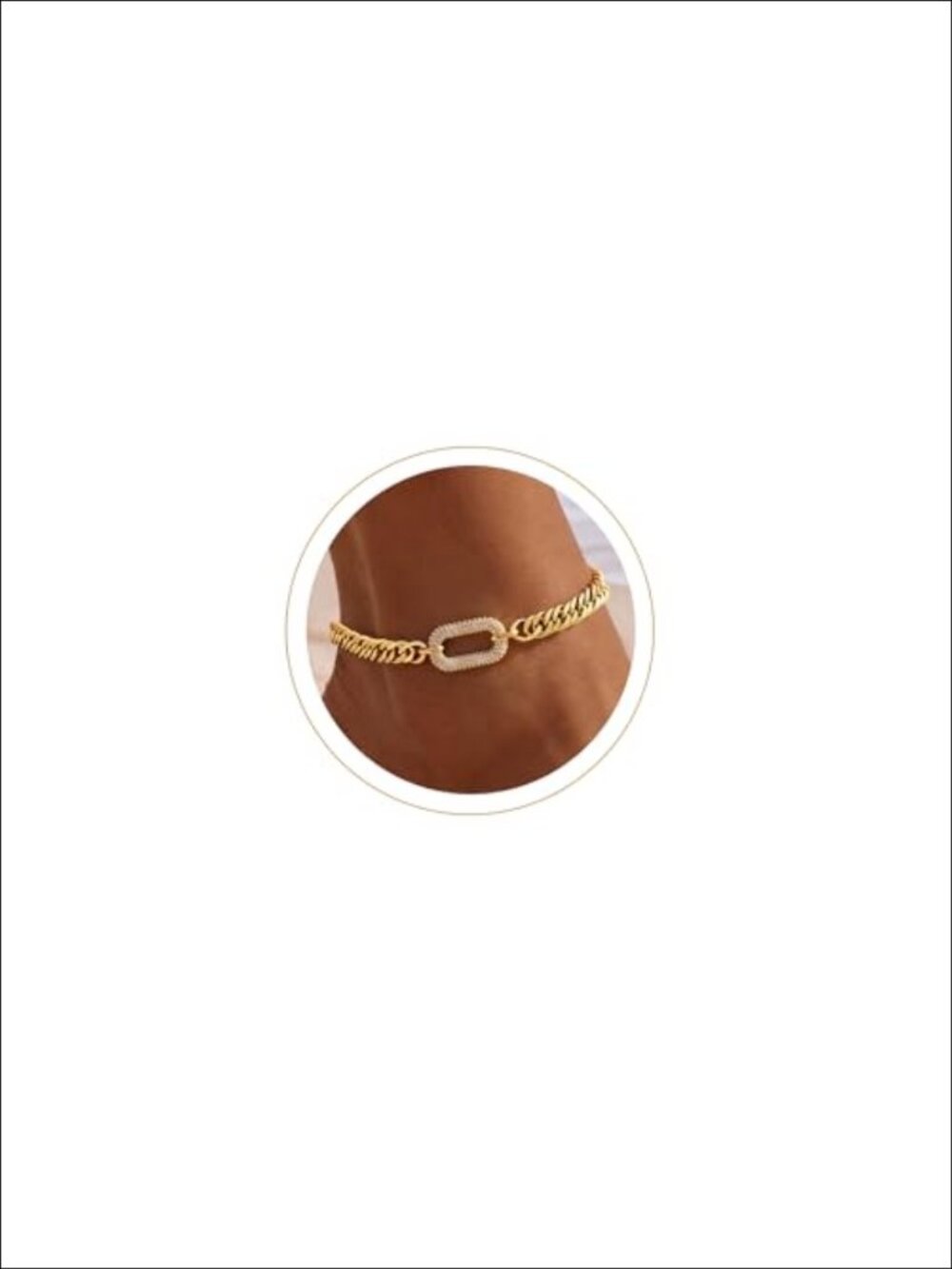 14K Gold Plated Cuban Link Anklet Waterproof Adjustable Ankle Bracelet
